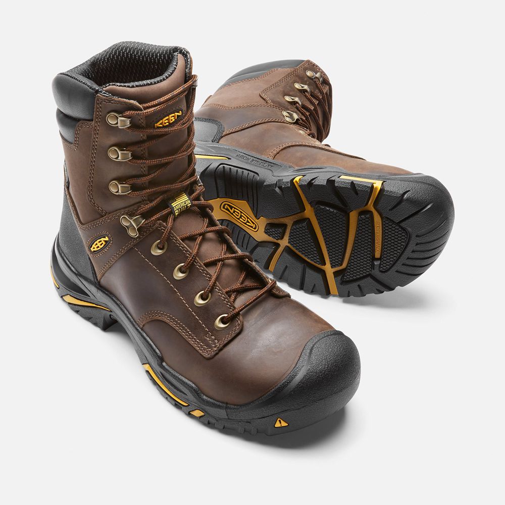 Keen Trekking Bot Erkek Kahverengi - Mt Vernon 8\" (Steel Toe) - Türkiye QCLP71823